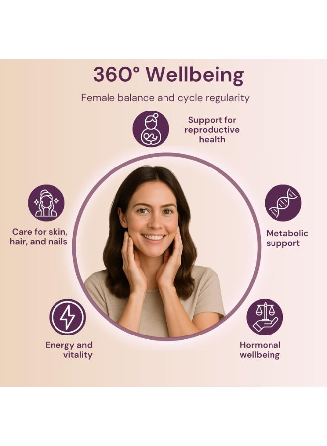 معامل كيو اس تي ايه كبسولات نباتية تحتوي على 4100 ملغ من إينوزيتول ميو ودي-كايرو، لدعم وظائف التمثيل الغذائي، والتوازن الهرموني، والوظائف النفسية. 9 مكونات في 1: إينوزيتول، حمض الفوليك، 5-MTHF، كروم، زنك، فيتامينات B6، B12، وD3. - Image 3